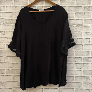 Women’s EKOUAER black tunic 1/2 sleeve scoop neck blouse XL